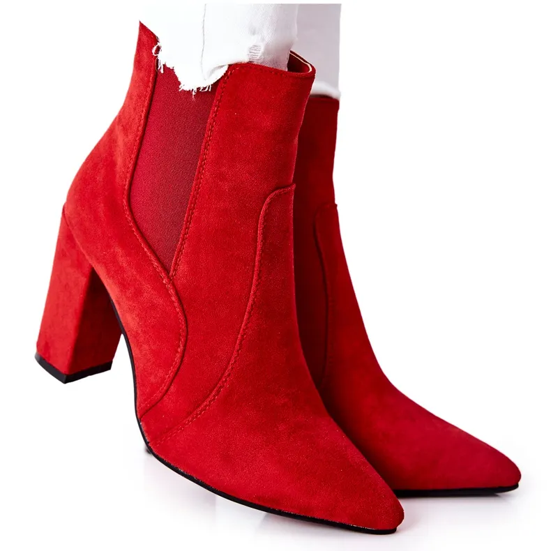 PG1 Dames Suède Laarzen On A Heel Rood Kastren